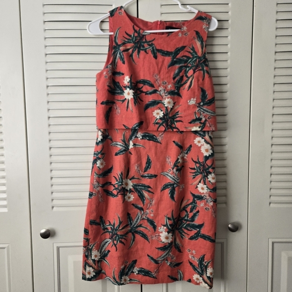 IVANKA TRUMP FLORAL POP OVER LINEN DRESS SIZE 6 #094 - Picture 1 of 8